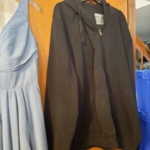 NEW ! Men Premium Fleece Full Zip Hooded Sweater Black Size 5XL